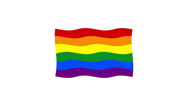 LGBT rainbow flag slowly waving, white background, 4k animation, alpha matte included