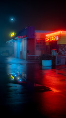 Neon Carwash Fog Night Lights