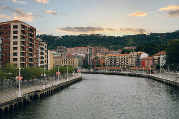 Landscape photo of the river and the city of Bilbao