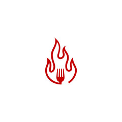 Cutlery and fire vector illustration for icons, symbols and logos. suitable for hot food and spicy food logo