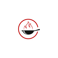 frying pan vector illustration. hot food or spicy food icon. logo for restaurants, cafes and other places to eat 