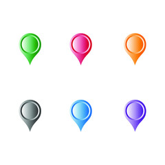a set of colorful 3D map pointer vector illustrations for place pointer icons