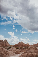 Badlands National Park, SD on cloudy summer day in July