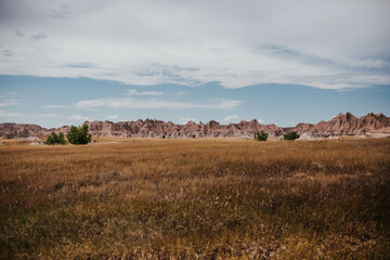 Fototapeta premium Badlands National Park, SD on cloudy summer day in July