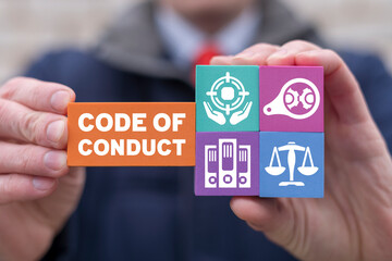 Concept of code of conduct. Ethics and respect in working collective. - obrazy, fototapety, plakaty