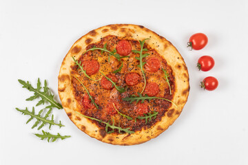 pizza tomato meat vegetables sausage