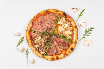 pizza tomato pepper garlic vegetables meat