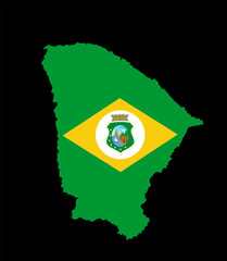 Ceara map flag vector silhouette illustration isolated on black background. Brazil state Ceara map symbol. South America territory.