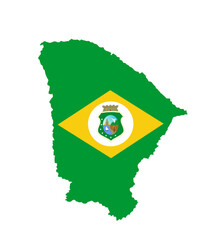 Ceara map flag vector silhouette illustration isolated on white background. Brazil state Ceara map symbol. South America territory.