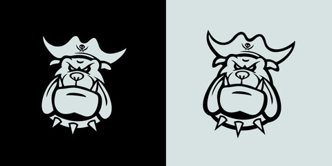 Pirate bulldog mascot silhouette logo