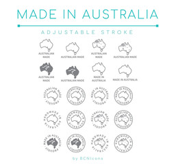 Made in Australia Line Icon Set