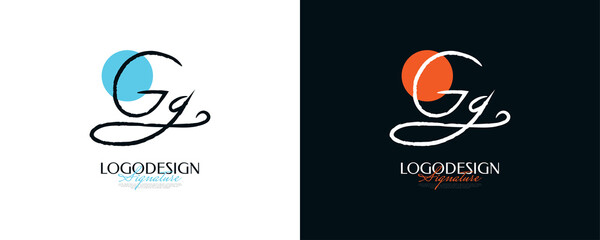 Initial G and G Logo Design in Elegant and Minimalist Handwriting Style. GG Signature Logo or Symbol for Wedding, Fashion, Jewelry, Boutique, and Business Identity