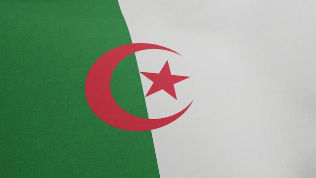 National flag of Algeria waving original size and colors 3D Render, Peoples Democratic Republic of Algeria flag textile, Algerian government or Akenyal en Dzayer