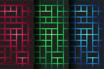 Obraz premium set futuristic geometric 3d rectangles illumination background