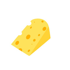 A piece of cheese on a white background. Dairy products. Flat illustration