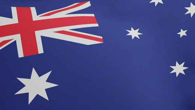 National flag of Australia waving original size and colors 3D Render, Federation of Australia flag textile designed by Annie Dorrington, Ivor Evans, Lesley Hawkins, Egbert Nutall and William Stevens