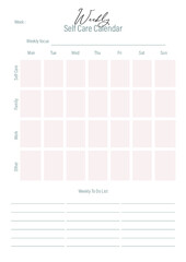 Monthly Self Care Calendar