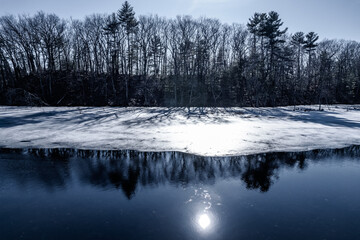 Spring versus Winter
-Ice melt on a Massachusetts pond 
