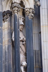 medieval statues cathedral in Cologne, Koln,Germany,2017