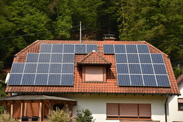 Solar panels on roof of house in Germany 2017