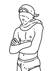 black and white of man cartoon for coloring