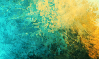 Blue green  and yellow textured artsy background 