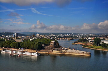 Obraz premium View from Fortress Ehrenbreitstein in Koblenz- Germany -Deutsches Ecke (German Corner) 2015
