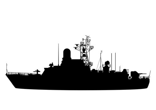 Small rocket ship silhouette. Vector EPS10.