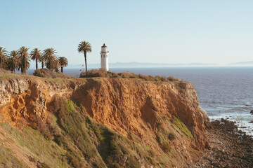 Fototapeta na wymiar Point Vicente lighthouse in the Palos Verdes Peninsula. The structure is listed in the National Register of Historic Places.