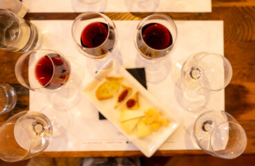 Wine cellars tour with white and red wines tasting in Montepulciano, Tuscany, Italy