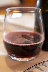 Sparkling wine of North Italy, region Emilia Romagna, red dry or sweet Lambrusco wine