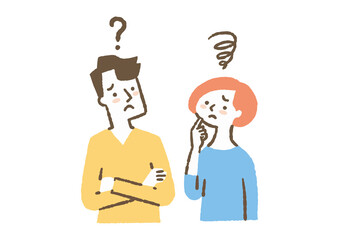 悩んでいる夫婦_色