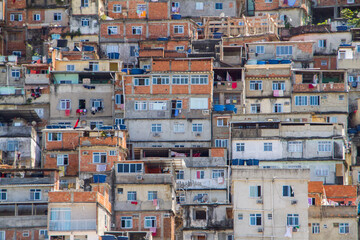 View of the peacock favela in the Copacabana neighborhood in Rio de Janeiro.