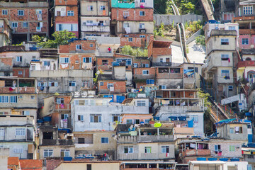 View of the peacock favela in the Copacabana neighborhood in Rio de Janeiro.