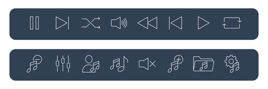 Music Control icons set . Music Control pack symbol vector elements for infographic web