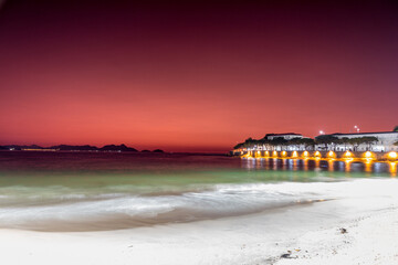 sunrise at Copacabana beach in Rio de Janeiro.