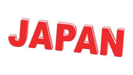 Japan isolated on white background. 3D illustration.