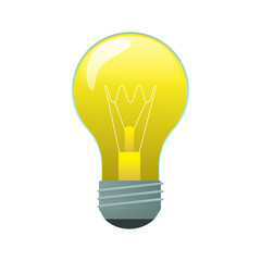 Obraz premium incandescent lamp shines with yellow light on a white background. Vector illustration