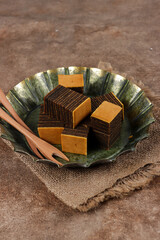 Lapis Legit kopi or Coffee Thousand Layers Cake, an Indonesian traditional cake.