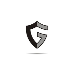 Simple vector illustration of letter g in shield shape. 