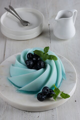 Puding Blueberry or blueberry pudding garnish with blueberry fruits.