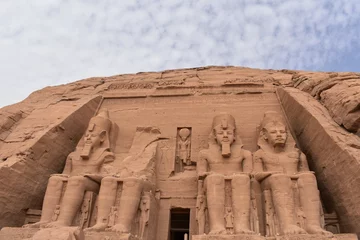Foto op Plexiglas THE GREAT TEMPLE OF  ABU SIMBEL delicated Rammases2. Ramases on the throne and wearing the crown of upper and lower egypt © decha