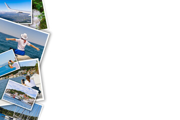 Travel collage, mosaic with pictures image of different places and landscapes. Travel in Europe and nature collage