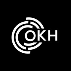 OKH letter logo design. OKH monogram initials letter logo concept. OKH letter design in black background.