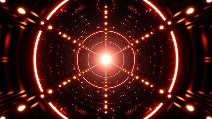 Blinking Circle Lamp in the Red Dotted Light Tunnel VJ Art