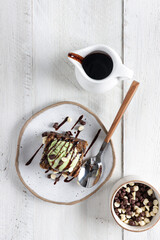 Banana blondie cake gluten free made from banana and rice flour.