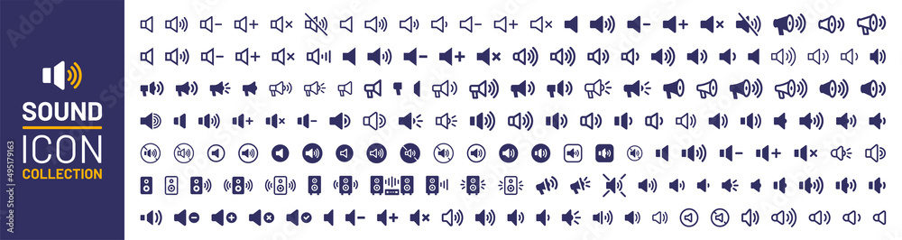 Poster sound icon collection. volume icon vector. loudspeaker icon vector isolated on white background.