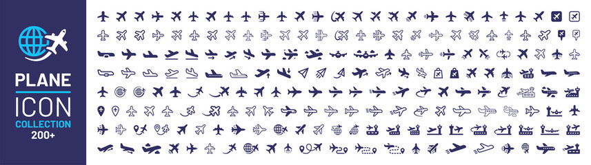 Plane icon collection. Airplane icon vector. Flight transport symbol. Travel concept. © Icons-Studio
