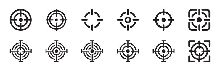 Aim target icon collection. Containing sniper target, crosshair icon vector illustration.