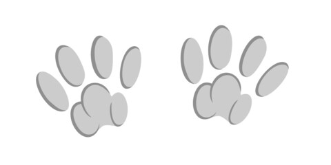 Animal pawprints. Sketch footprints of a rabbit, bunny, cat or dog. Vector illustration isolated in white background
